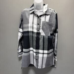 New WOMAN'S Small K.E.R.E.N HART Long Sleeve Button Up Flannel Shirt Pockets